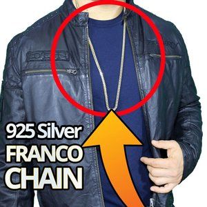 Unisex 925 Italy Silver Chain Franco Style Gold